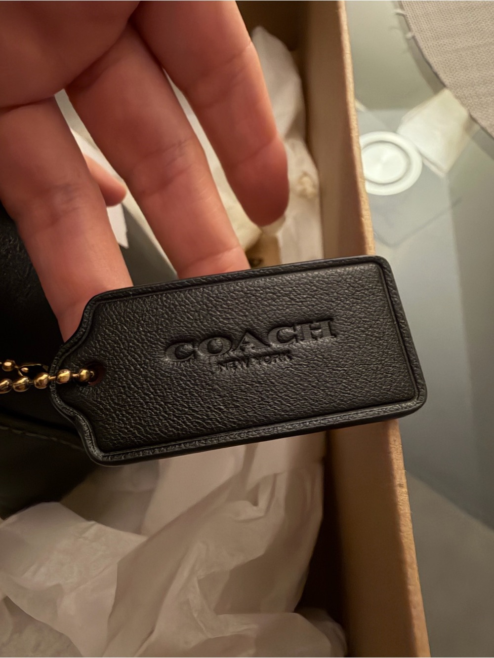 SOLD- Coach Chelsea 30 Black w/ Brass Chain Strap - Picture 5 of 11